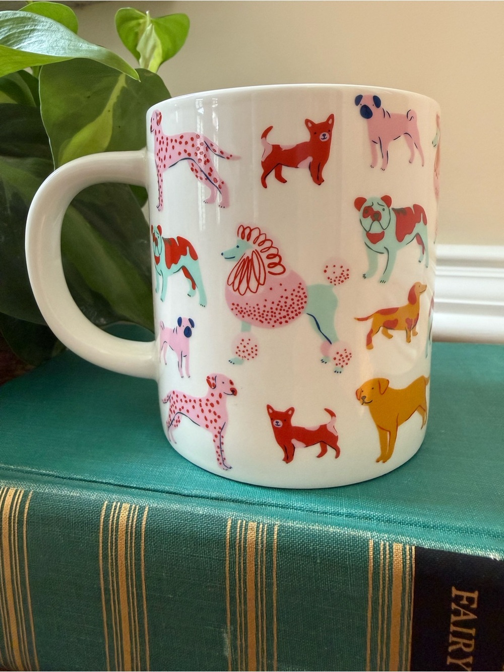 Parker Lane DOG PERSON Dog Pattern Ceramic Mug - White with Multicolor Dogs 16oz